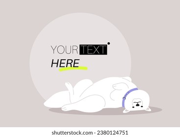 An endearing Samoyed puppy taking a nap with its belly up, displaying its adorable and vulnerable pose