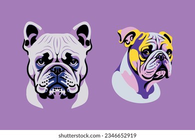 An endearing vector illustration of a charming violet French Bulldog, showcasing its unique color in a delightful and artistic portrayal