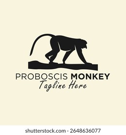 endemic proboscis monkey animal logo design