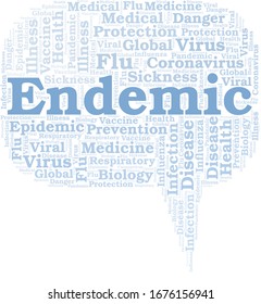 Endemic word cloud on white background.