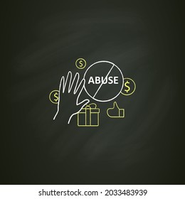 Ending abuse chalk icon. Stop exploitation. Universal basic income concept. Isolated vector illustration on chalkboard