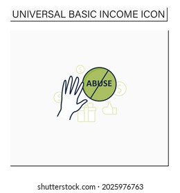 Ending abuse color icon. Stop exploitation. Universal basic income concept. Isolated vector illustration