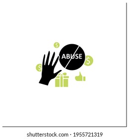 Ending abuse glyph icon. Stop exploitation. Universal basic income concept. Filled flat sign. Isolated silhouette vector illustration