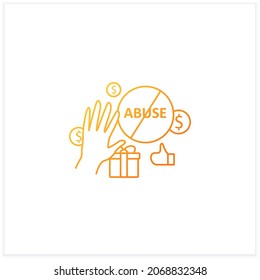 Ending abuse gradient icon. Stop exploitation. Universal basic income concept.Isolated vector illustration.Suitable to banners, mobile apps and presentation