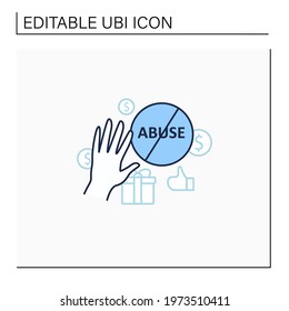 Ending abuse line icon. Stop exploitation. Universal basic income concept. Isolated vector illustration.Editable stroke