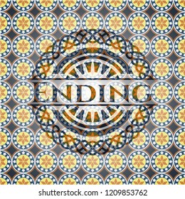 Ending arabic badge. Arabesque decoration.