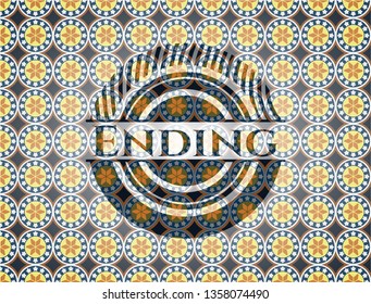 Ending arabic style emblem. Arabesque decoration.