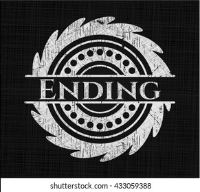 Ending chalk emblem written on a blackboard