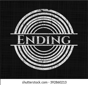 Ending chalkboard emblem written on a blackboard