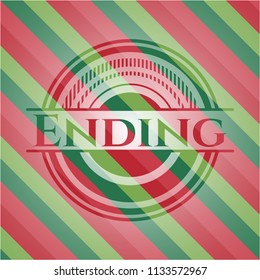 Ending christmas colors style emblem.