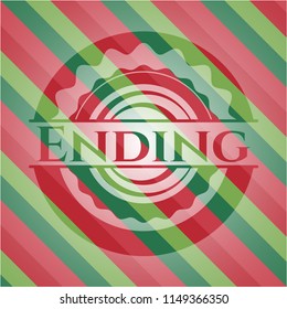 Ending christmas colors style emblem.