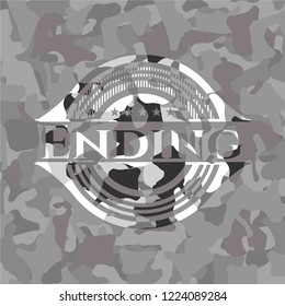 Ending on grey camo texture
