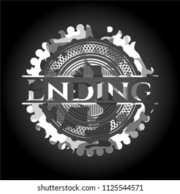 Ending on grey camouflage texture