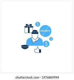 Ending poverty flat icon. Rise in living standards. Improving living conditions. Universal basic income concept. Vector illustration