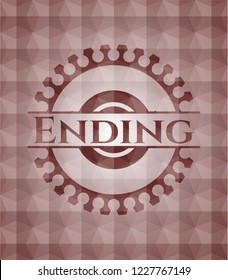 Ending red geometric pattern emblem. Seamless.