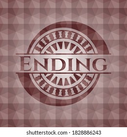 Ending red geometric pattern emblem. Seamless. 