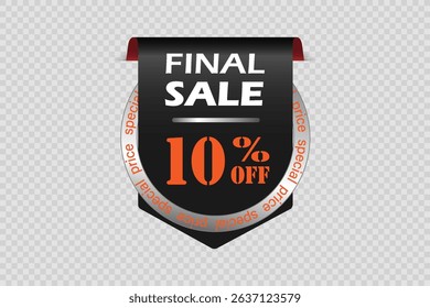 Ending sale and discount, banner, arrow sticker.