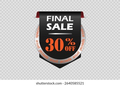 Ending sale and discount, banner, arrow sticker.