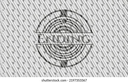 Ending shiny silver emblem. Scales pattern. Vector Illustration. Detailed. 