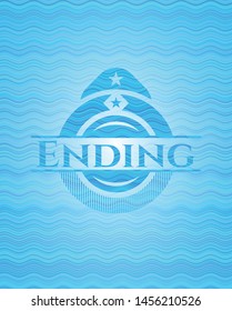 Ending water wave representation badge. Vector Illustration. Detailed.