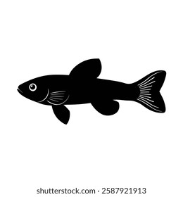 Endler's Livebearer Silhouette Vector Art and Black Color Fish Design