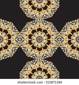 Endles Round Mandala Wallpaper. Round frame Mandala. Circular Ornamental Pattern. Vintage decorative elements. Hand drawn background. Islamic, Arabic, Indian, Ottoman, Asian motifs. Seamless pattern.