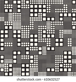 Endless Abstract Background With Random Size Squares. Vector Seamless Pattern.