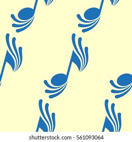 Endless abstract pattern. Background texture, note, treble clef, music, sound.  Vector illustration.