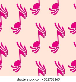 Endless abstract pattern. Background texture, note, treble clef, music, sound.  Vector illustration.