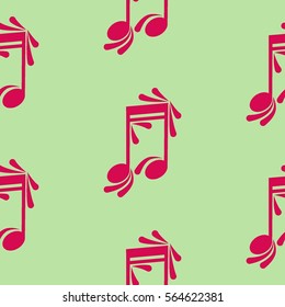 Endless abstract pattern. Background texture, note, treble clef, music, sound.  Vector illustration.