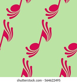 Endless abstract pattern. Background texture, note, treble clef, music, sound.  Vector illustration.