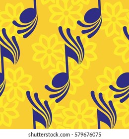 Endless abstract pattern. Background texture, note, treble clef, music, sound.  Vector illustration.