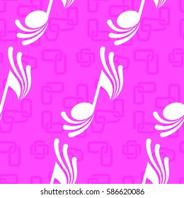 Endless abstract pattern. Background texture, note, treble clef, music, sound.  Vector illustration.