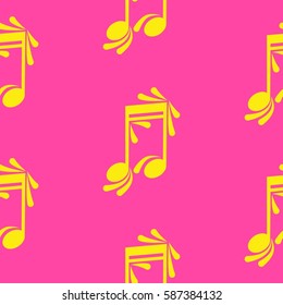 Endless abstract pattern. Background texture, note, treble clef, music, sound.  Vector illustration.