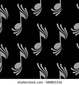 Endless abstract pattern. Background texture, note, treble clef, music, sound.  Vector illustration.