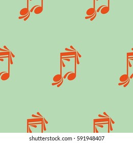 Endless abstract pattern. Background texture, note, treble clef, music, sound.  Vector illustration.