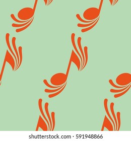 Endless abstract pattern. Background texture, note, treble clef, music, sound.  Vector illustration.