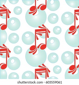 Endless abstract pattern. Background texture, note, treble clef, music, sound.  Vector illustration.