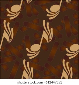 Endless abstract pattern. Background texture, note, treble clef, music, sound.  Vector illustration.
