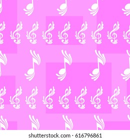 Endless abstract pattern. Background texture, note, treble clef, music, sound.  Vector illustration.