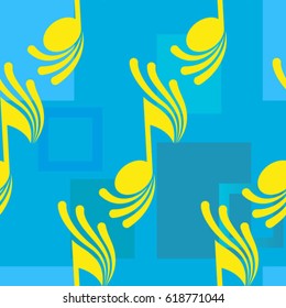 Endless abstract pattern. Background texture, note, treble clef, music, sound.  Vector illustration.