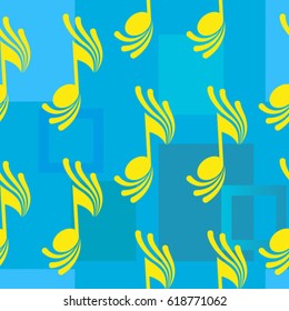 Endless abstract pattern. Background texture, note, treble clef, music, sound.  Vector illustration.