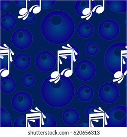 Endless abstract pattern. Background texture, note, treble clef, music, sound.  Vector illustration.