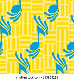 Endless abstract pattern. Background texture, note, treble clef, music, sound.  Vector illustration.