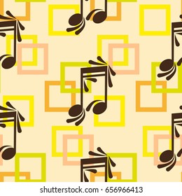 Endless abstract pattern. Background texture, note, treble clef, music, sound.  Vector illustration.