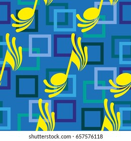Endless abstract pattern. Background texture, note, treble clef, music, sound.  Vector illustration.