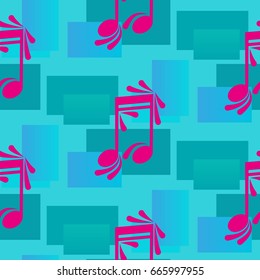 Endless abstract pattern. Background texture, note, treble clef, music, sound.  Vector illustration.