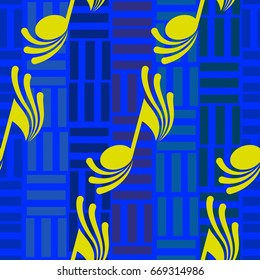 Endless abstract pattern. Background texture, note, treble clef, music, sound.  Vector illustration.
