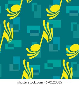 Endless abstract pattern. Background texture, note, treble clef, music, sound.  Vector illustration.