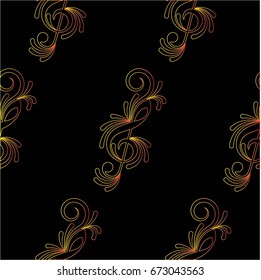 Endless abstract pattern. Background texture, note, treble clef, music, sound.  Vector illustration.